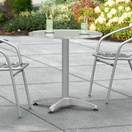 LANCASTER TABLE & SEATING 27.5 Chrome Round Outdoor Standard Height Table 427CSTL27RDC